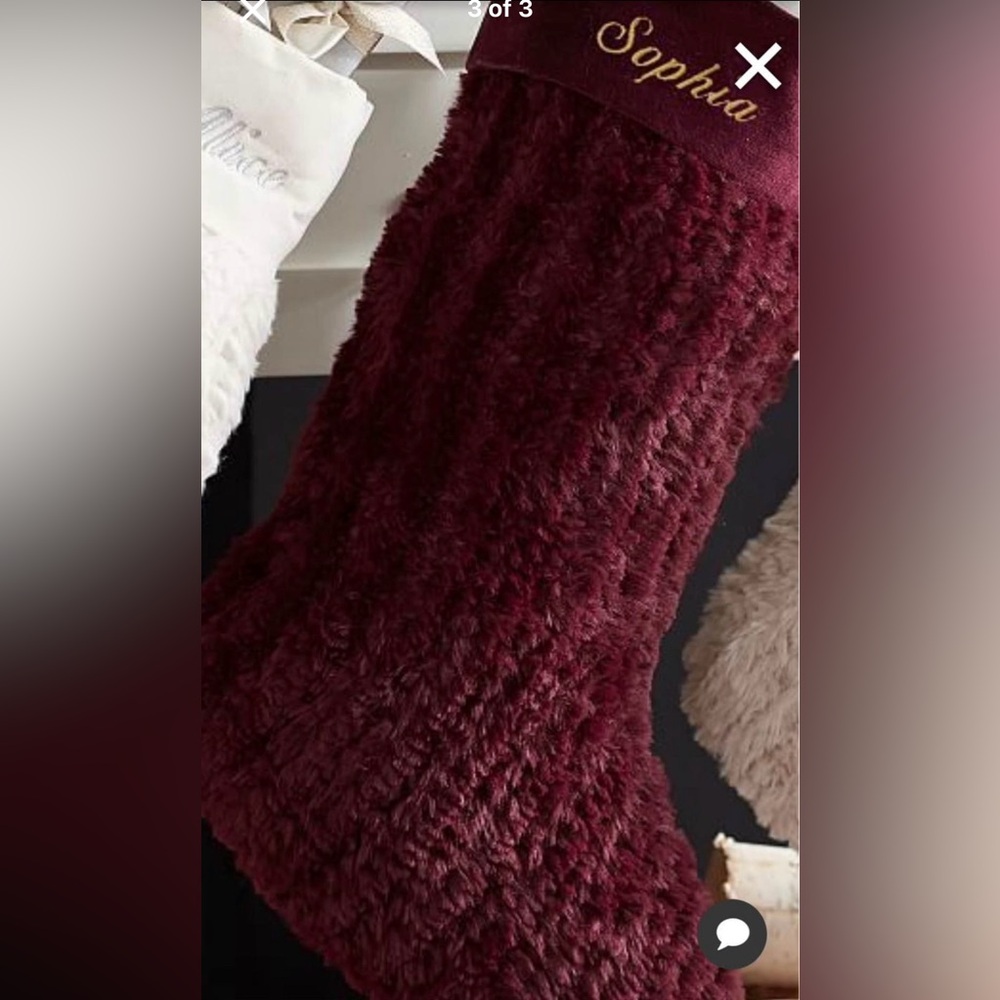 2 Pottery Barn fur knitted Stockings Brand New